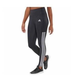 Adidas Aeroready Black3 Stripe Cellphone Pocket Activewear Leggings Black Med